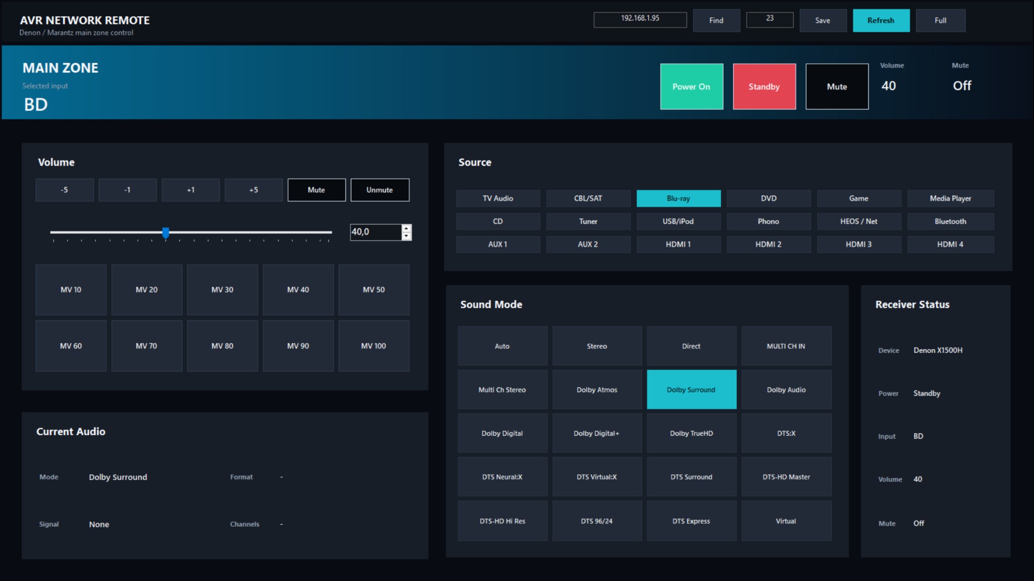 Original DENON Remote application screenshot